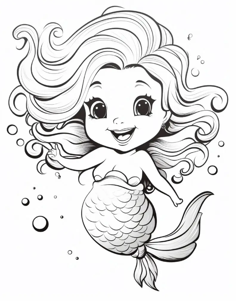 Little mermaid outline art