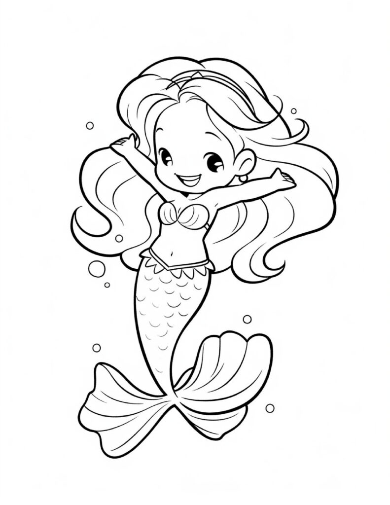 Cartoon Mermaid Coloring Pictures